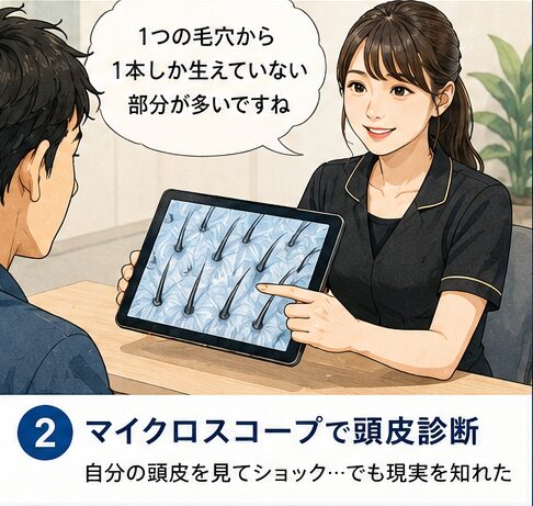 Dr.AGAクリニックでのマイクロスコープ診断の様子